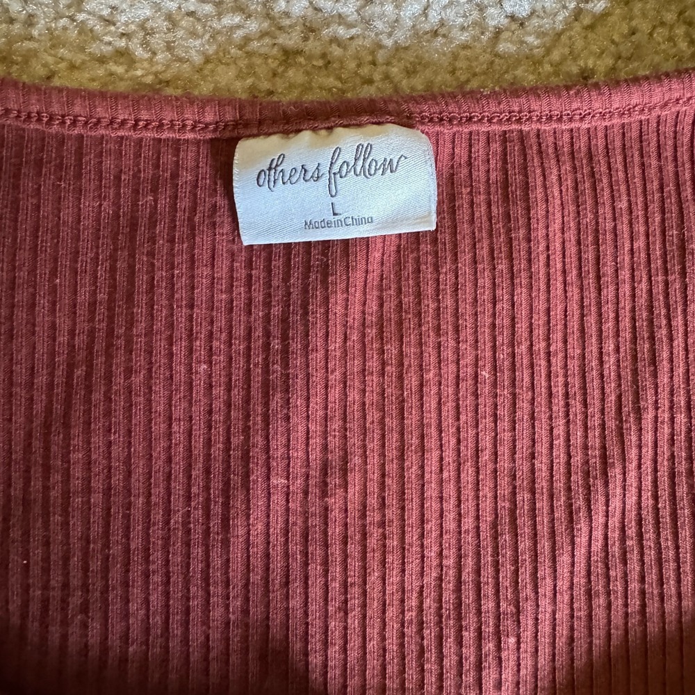 Others Follow Sleeveless Babydoll Tank Top Brown Women's Size Large Relaxed Fit - Picture 2 of 3